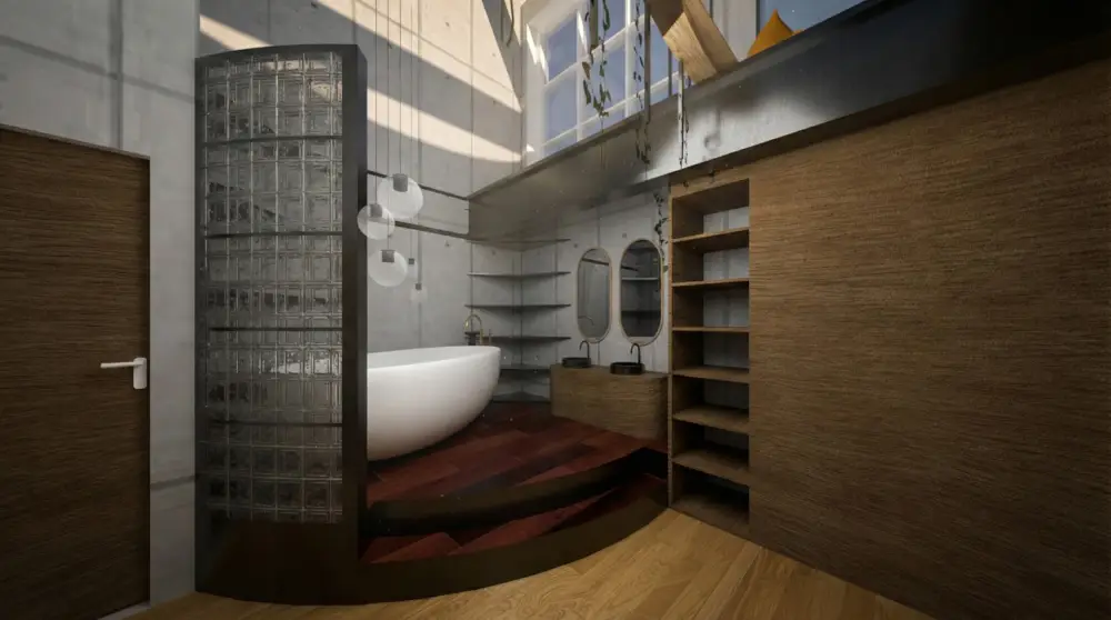 Salle_de_bain_industriel Salle de bain moderne avec baignoire