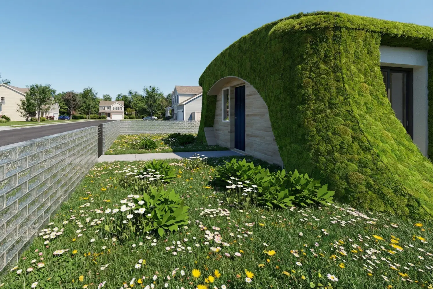 <br />
Maison avec façade végétalisée